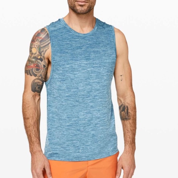 Lululemon Athletica Metal Vent Muscle Tank Heathered Blue Size Small Seamless - Picture 4 of 14